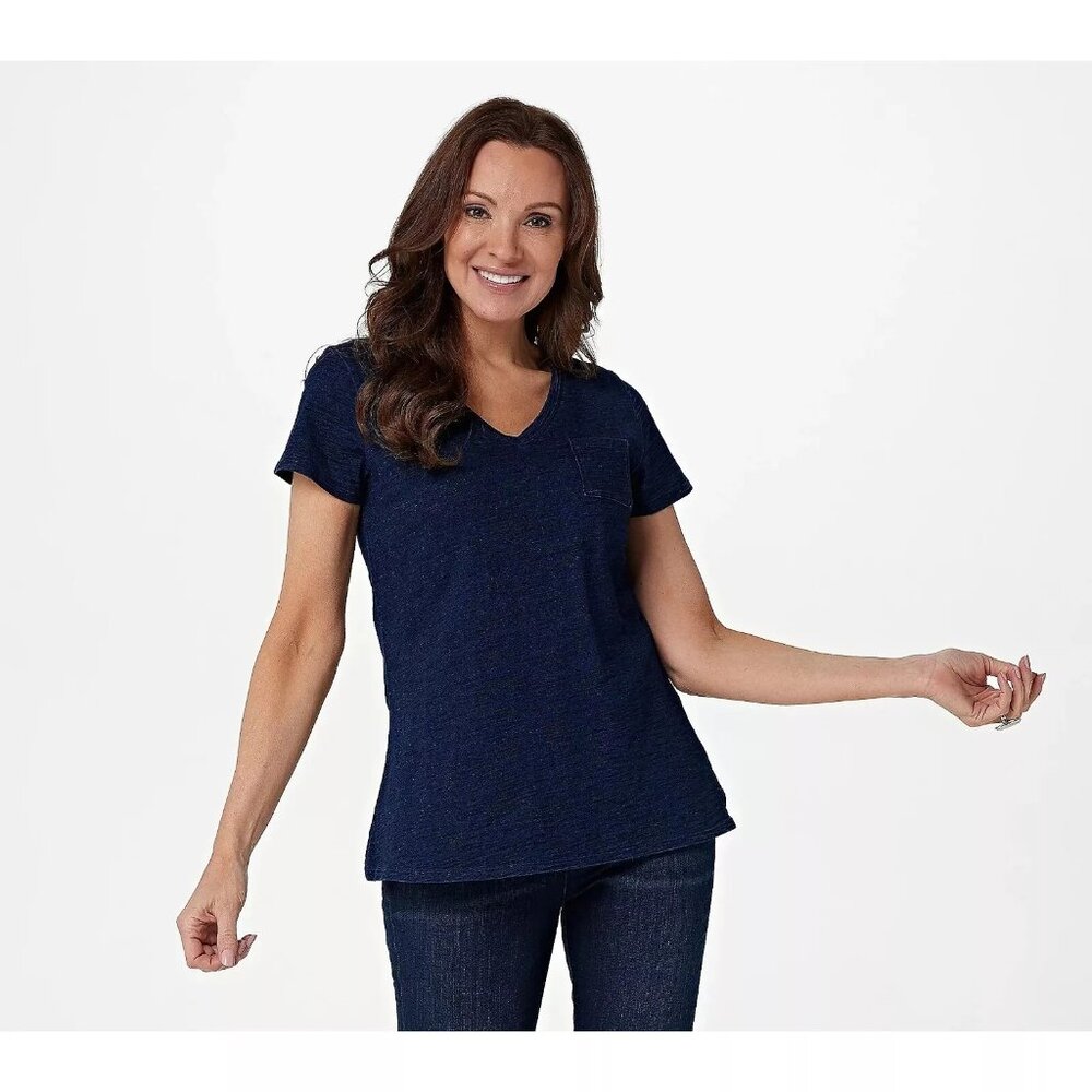 Belle by Kim Gravel Women's XXS Short Sleeve Pocket T-Shirt Navy Blue2XS A382350